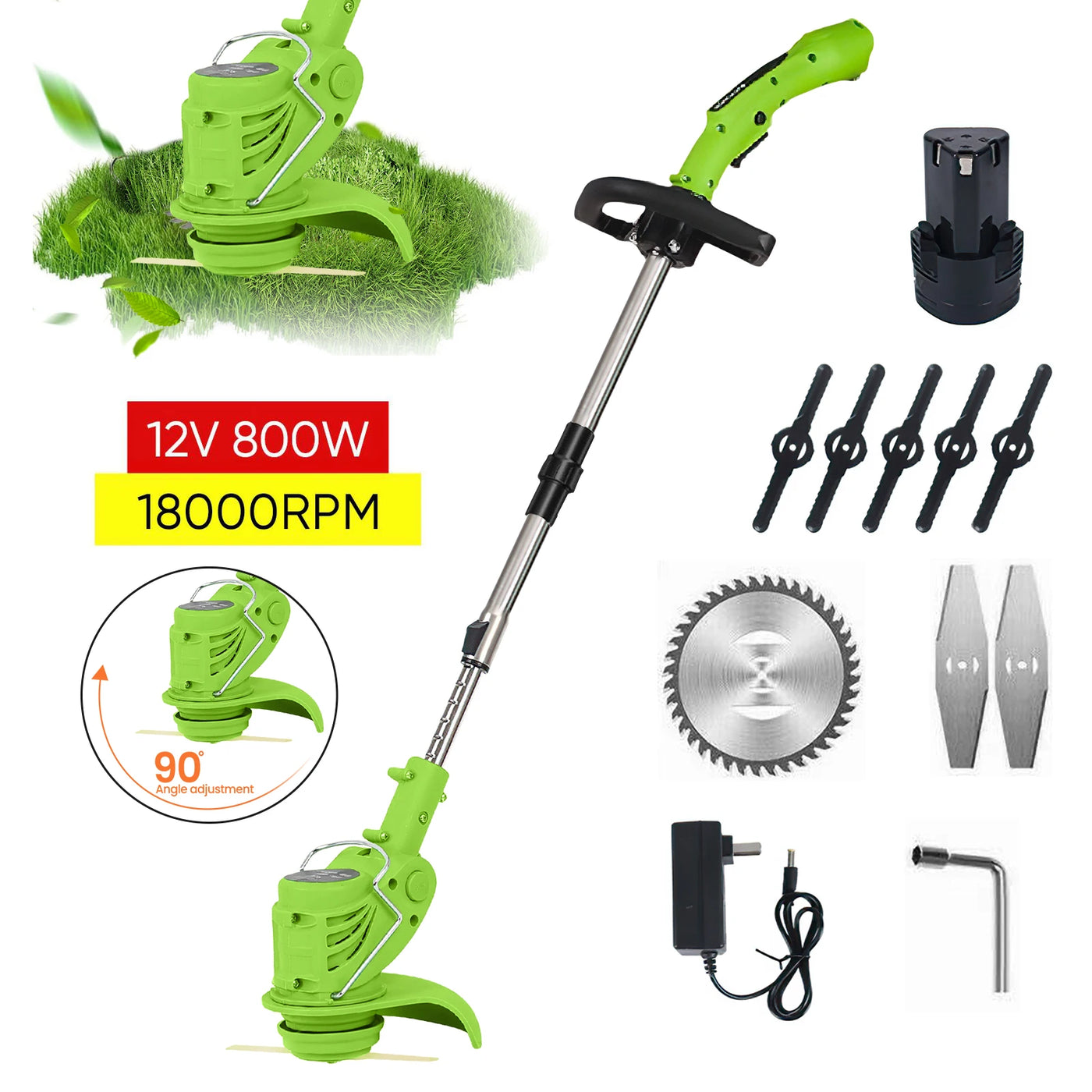 18000RPM Electric Kabellos Grass Trimmer 800W Portable