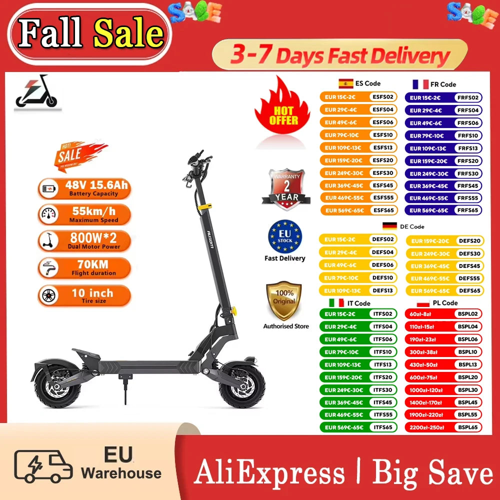 Ausom L2 800W 2 Dual Motor E-Scooter