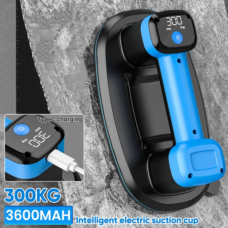 Intelligent Display Industrial Grade Electric Vacuum Suction Cup 300KG Load Heavy Duty Granite Tile Glass Lifter 3600mAh Battery