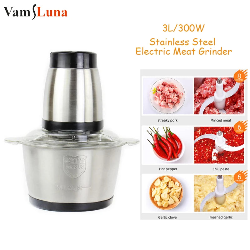 2L 3L Electric Meat Grinder 300W Stainless