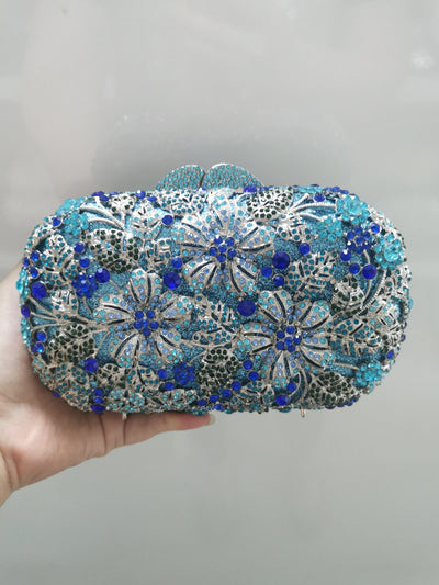 XIYUAN Women Blue Crystal Evening Bags Clutch