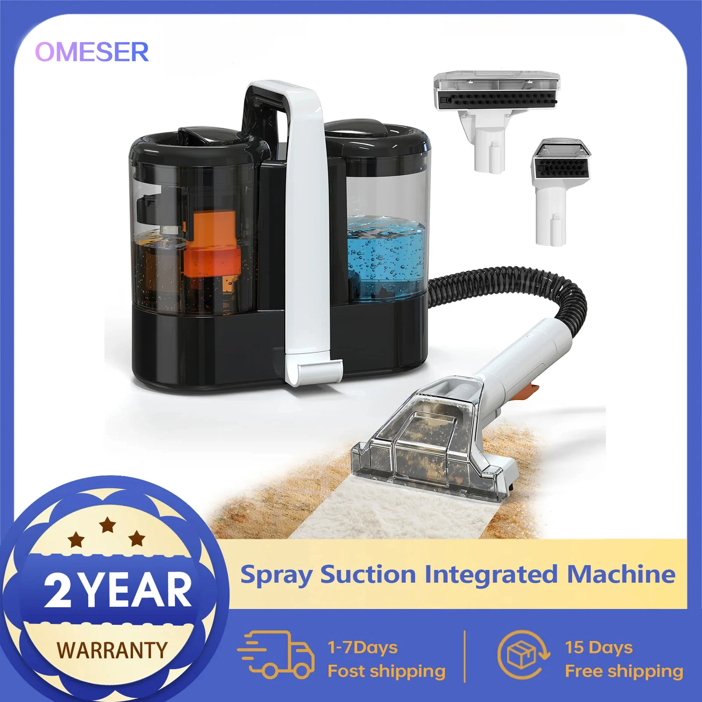 OMESER W07 Spot Cleaner 600W 15KPa Handheld Carpet Cleaner for Sofa Curtain Spray Suction Integrated Machine Clean Machine