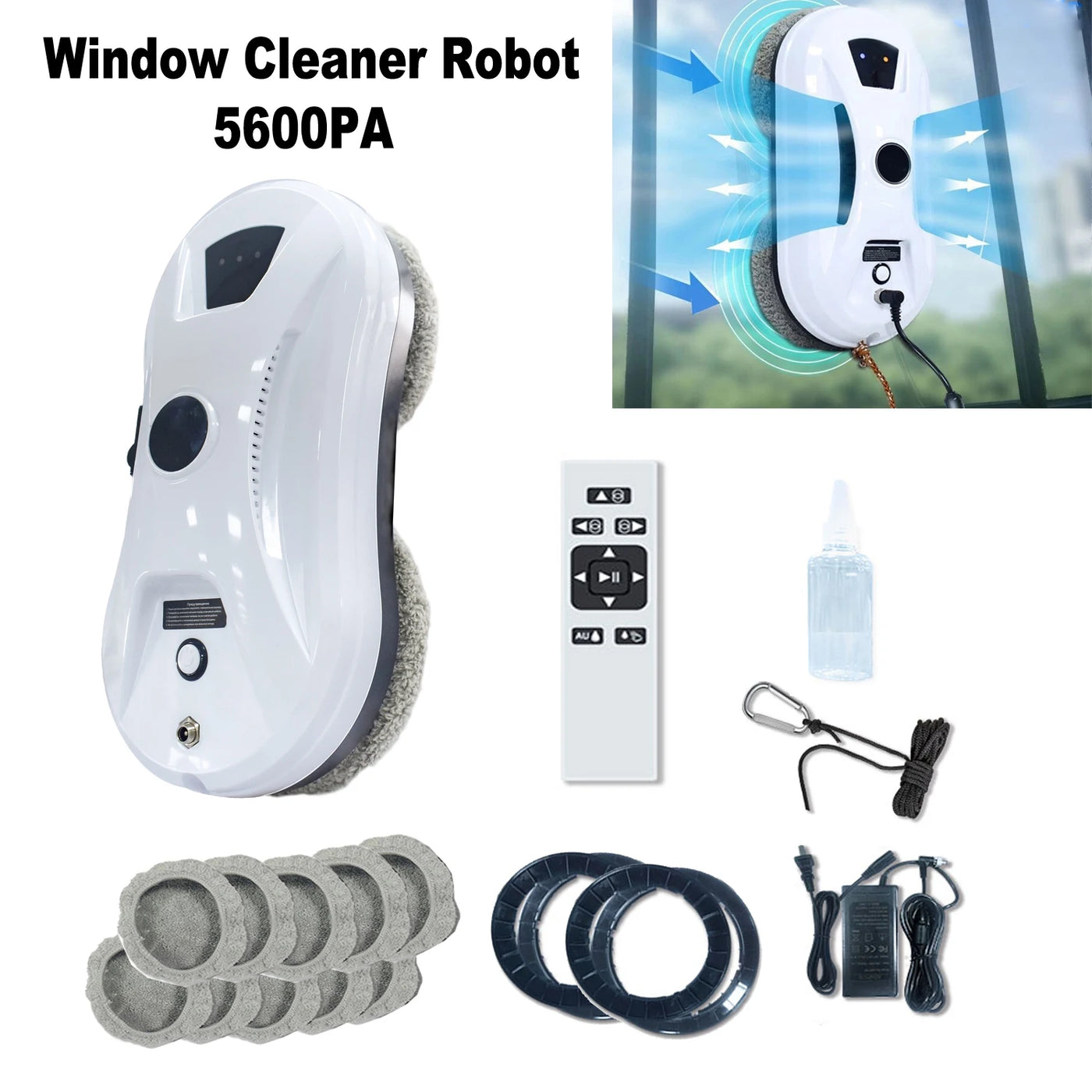 Hooha Smart Window Cleaning Robot Automatic Water Spray & 5600Pa Suction Window Cleaner for Windows/Glass /All Smoot Surfaces