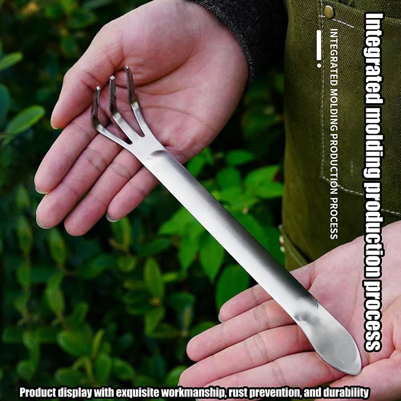 1Pc Stainless Steel Root Rake 3-Prong Loosen