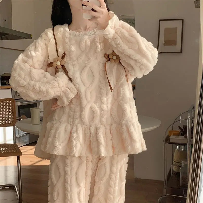 Coral Fleece Sleepwear Women s Season Thick