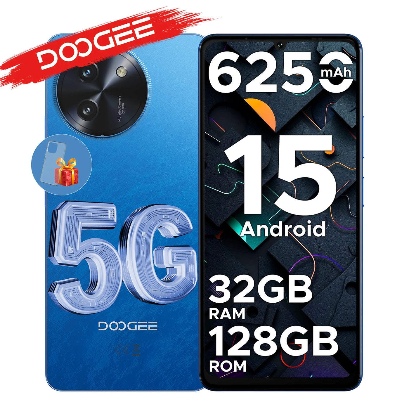 Doogee Note 59 5g Smartphone 6.75\" 120Hz 32Gb Ram(8+24) 128Gb Rom 6250Mah Large Battery Android 15 Nfc Mobilephone Widevine L1