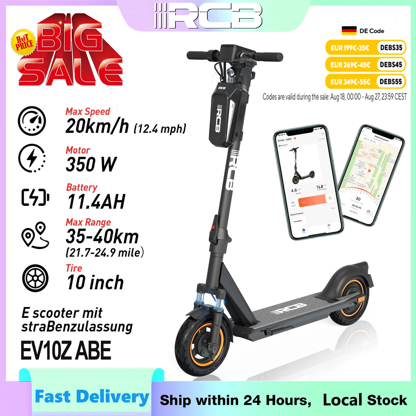RCB 350W Foldable Electric Scooter for Adult