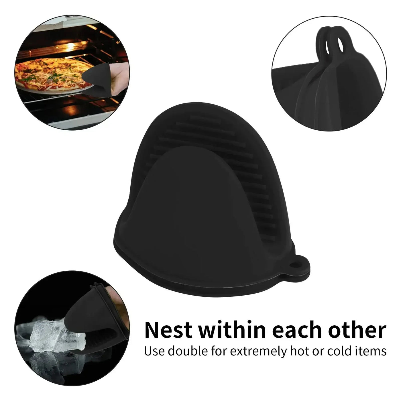 2pcs Oven Mitts Silicone Heat Resistant Pinch