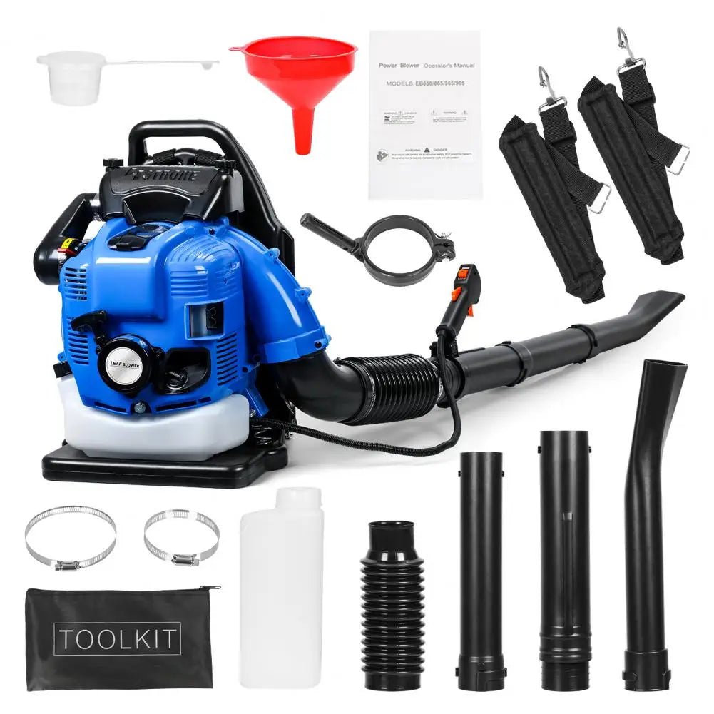75.6CC Gas Powered Backpack Leaf Blower 750CFM 4-Stroke Snow Blowers Garden Power Tools for Lawn Care Yard Dust Debris