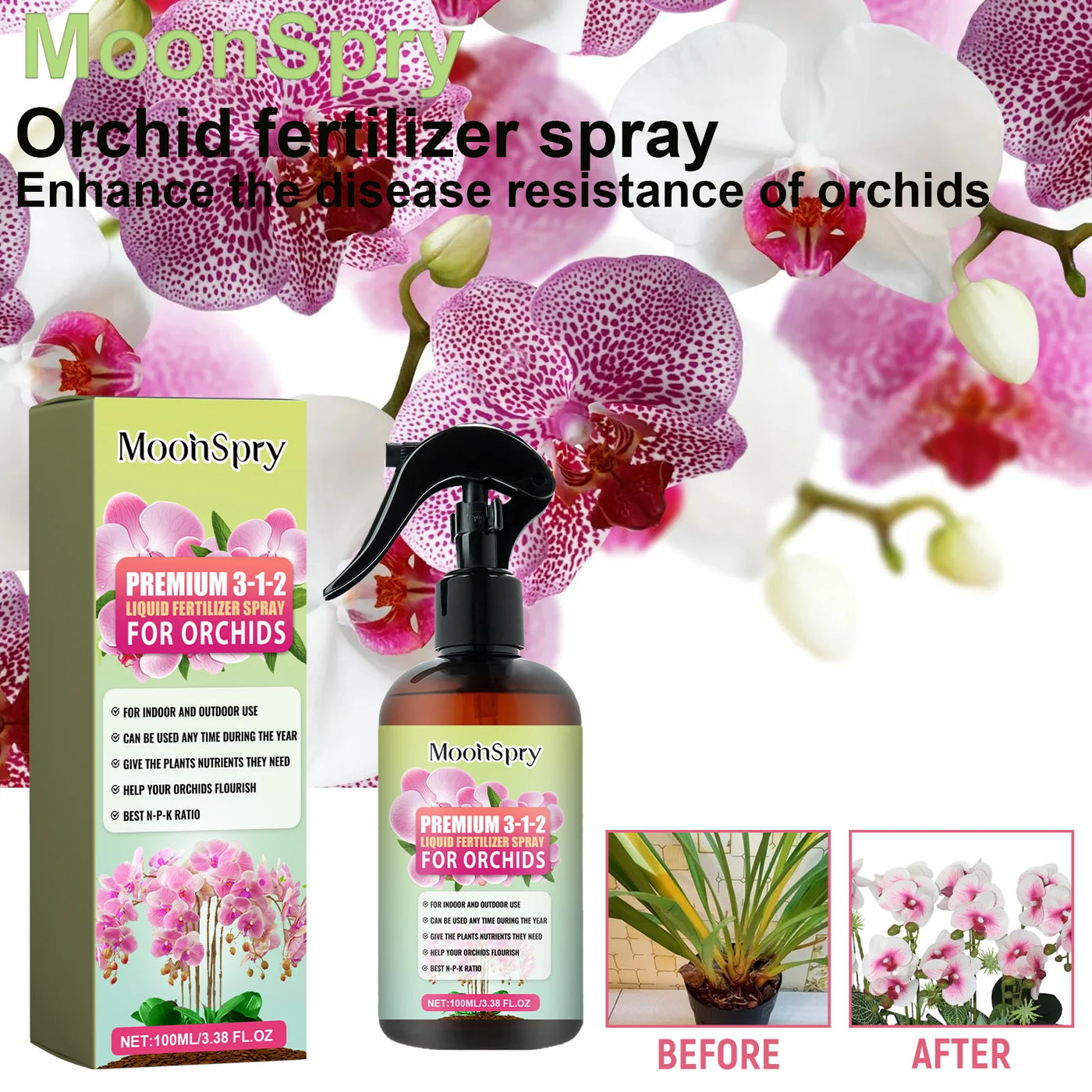 MoonSpry Orchid Bloom Booster - Professional Fertilizer