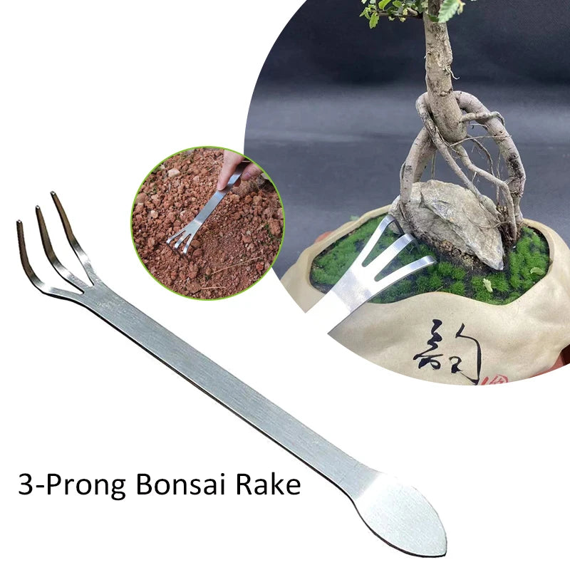 Stainless Steel Root Rake 3-Prong Loosen Soil