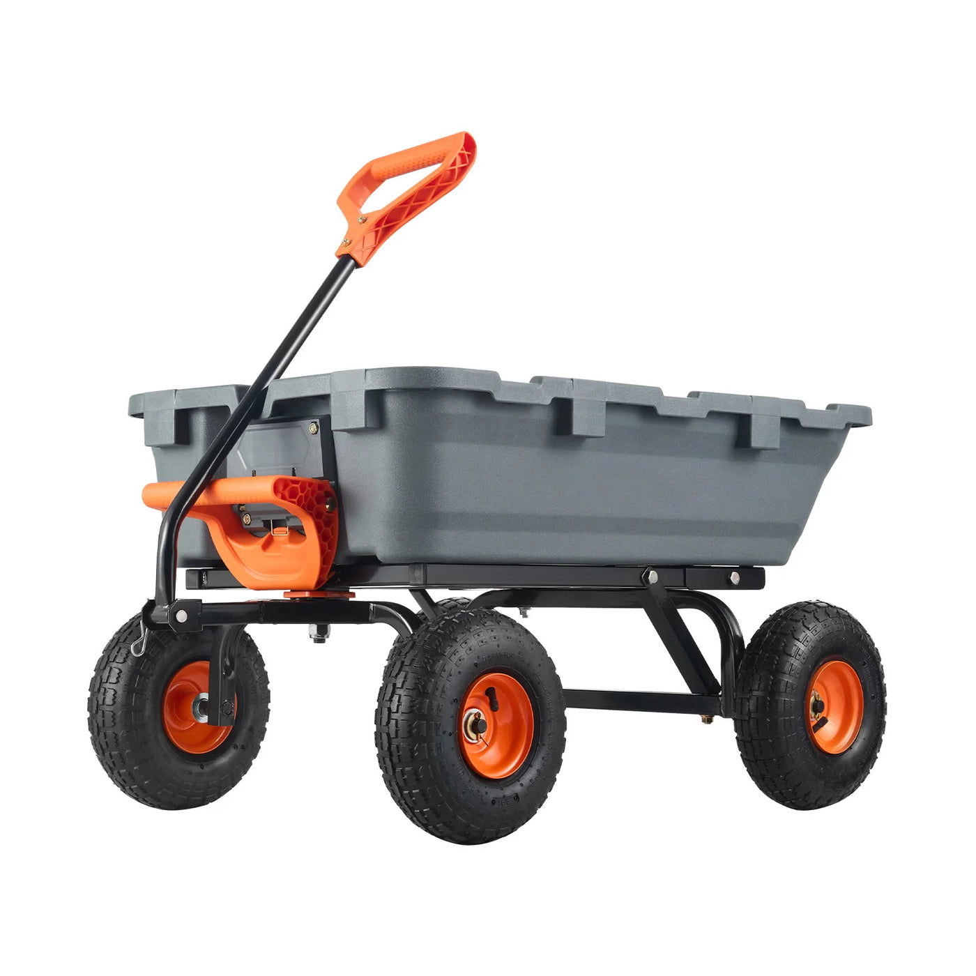 SucceBuy Garden Cart Durable Poly Dump Cart with Simple Assembly Steel Structure Versatile Dump Wagon with Dual-Function Handle