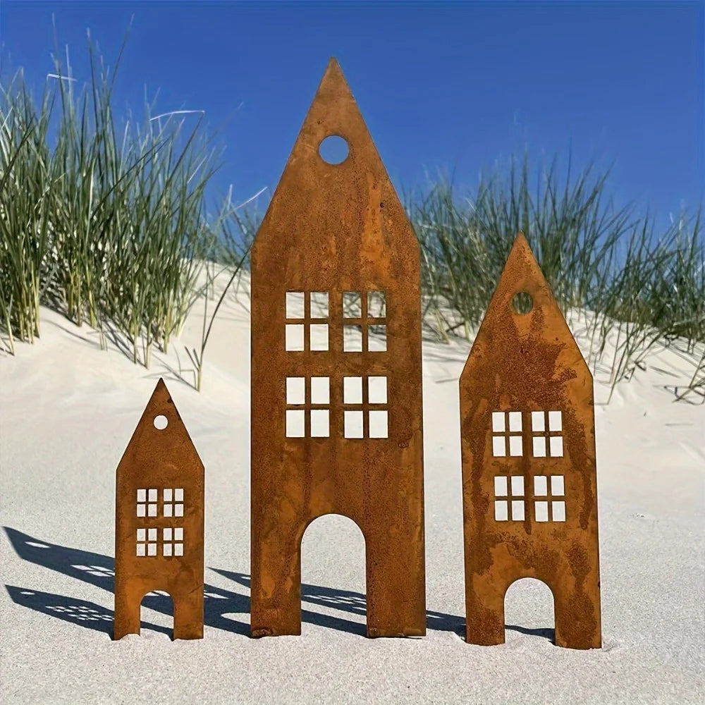 3pcs Rustic Metal Silhouette Garden Stakes Freestanding