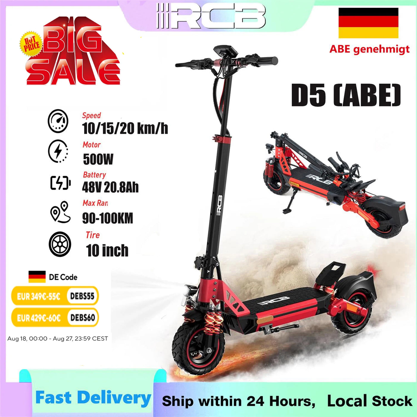 RCB D5 Electric Scooter E-Scooter with Road