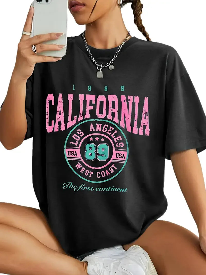 100 Cotton t-shirt Crew Neck California Los