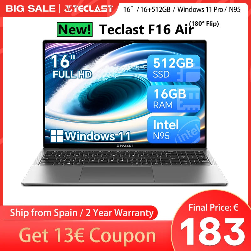 TECLAST F16 Luft Laptop 16 inch Backlit
