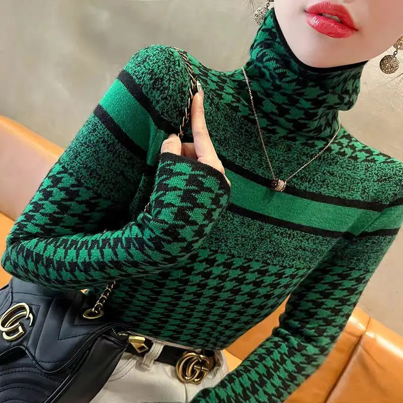 Autumn Winter Vintage Fashion Slim Turtleneck Turtleneck