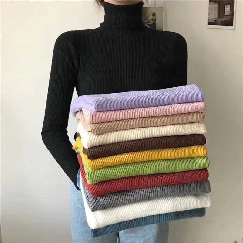 2025 Simple Women Turtleneck Sweater Winter Fashion