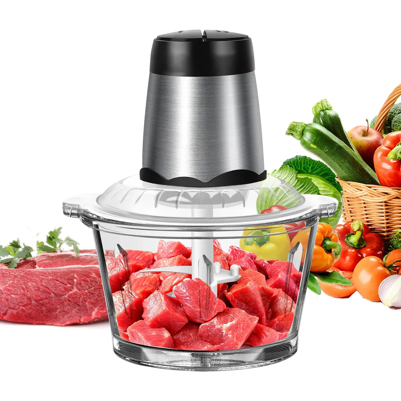 2L Electric Meat Grinder Food Chopper stainless-steel