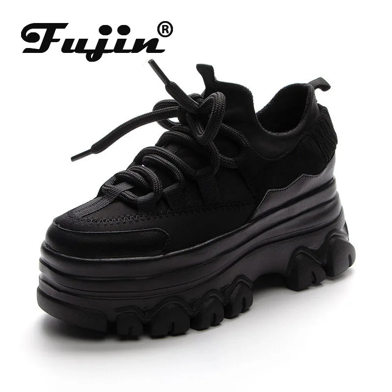 Fujin 9cm Platform Wedge Sneakers Genuine Leather