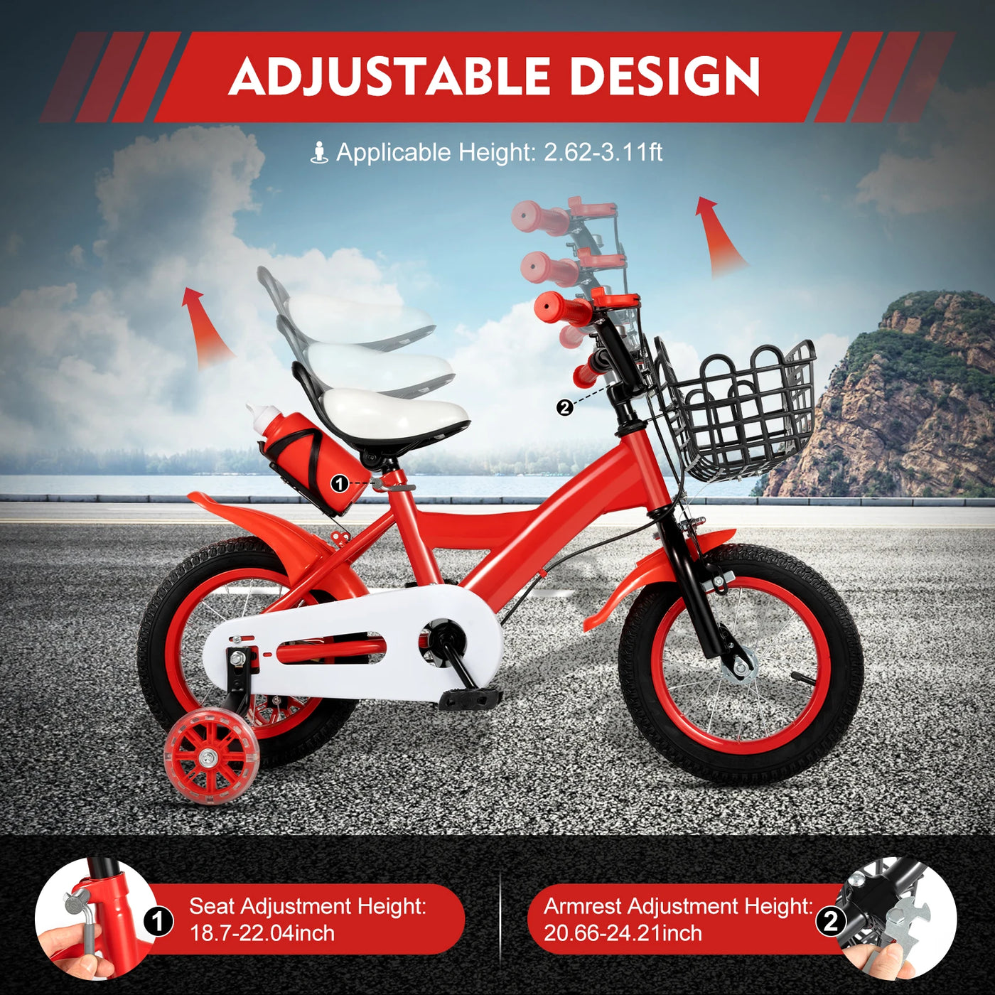 12 Inch Outdoor Children's Bicycle Carbon Steel Kids Bike Equipped with Auxiliary Wheels