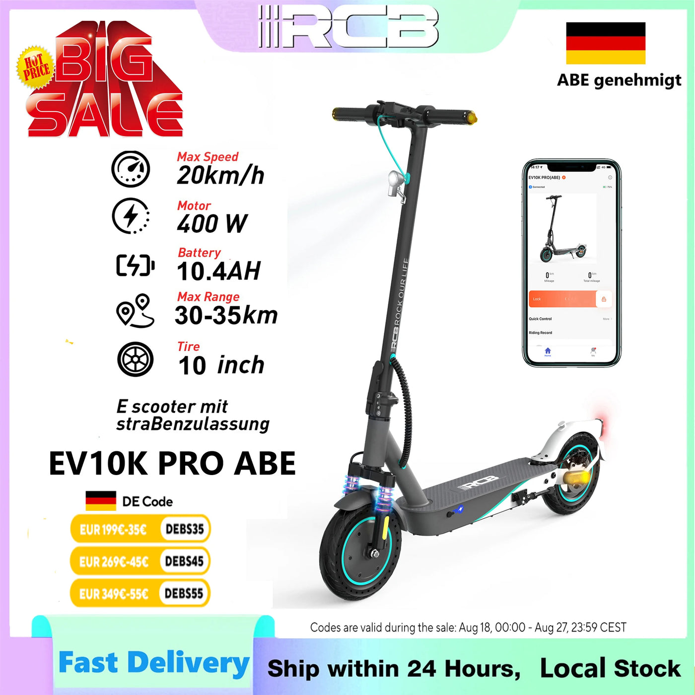 RCB Electric Scooter EV10K Pro ABE App