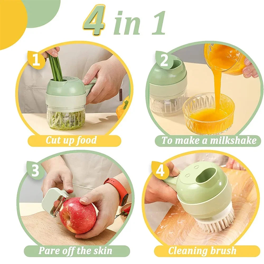 4In1 Electric Vegetable Cutter Set Handstaubsauger Wireless