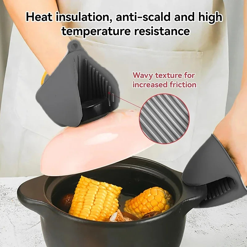 2PCS Heat Resistant Oven Mitts Non-Slip Silicone