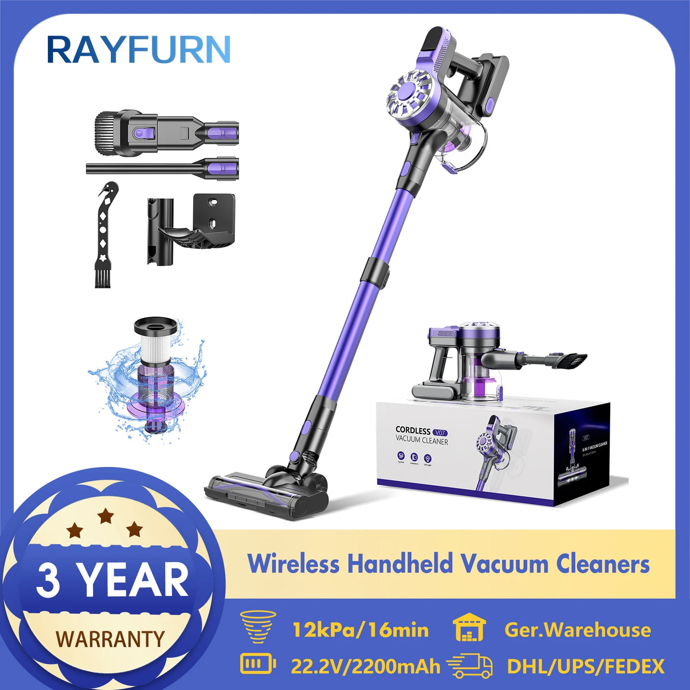 OMESER V70 600W 65KPA Suction Power Cordless Vacuum Cleaner Handheld smart Home appliance Removable Battery Mite removal brush