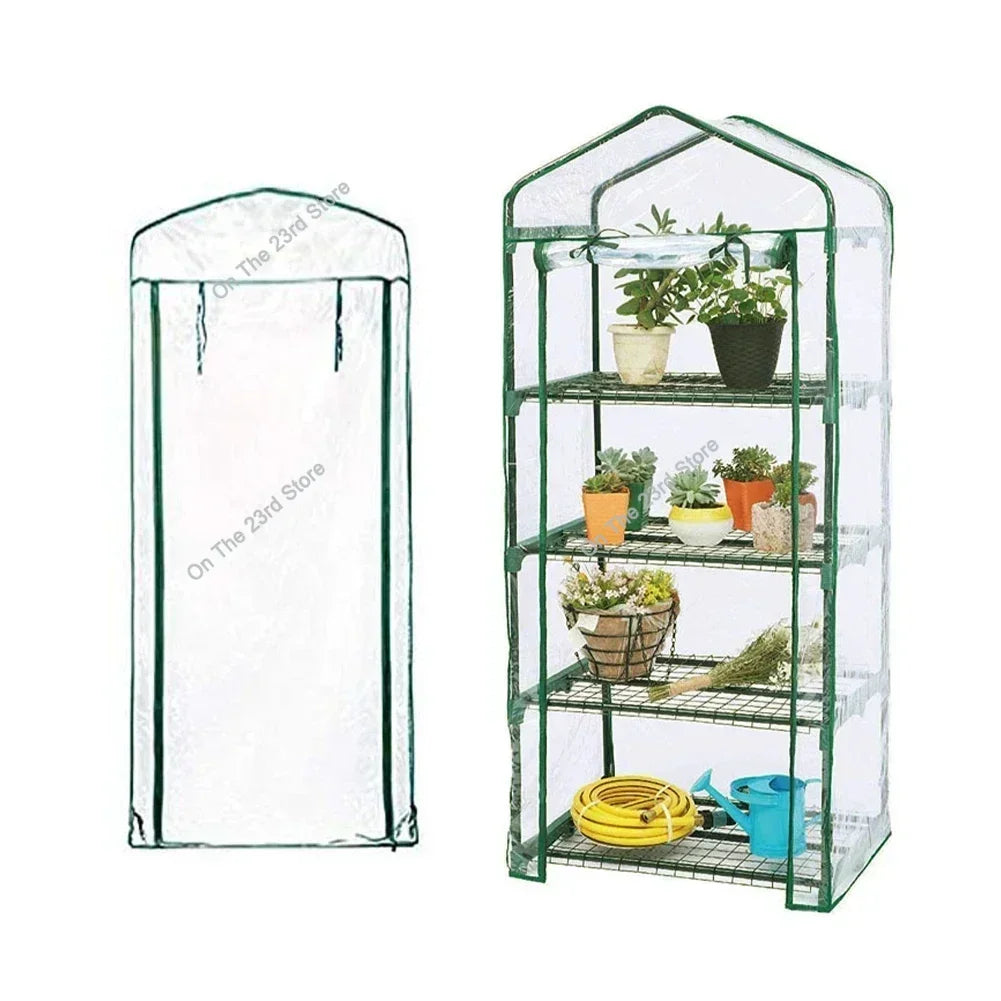 2/3/4/5 Tier PVC Warm Garden Household Plant Greenhouse Cover Waterproof Protect Garden Plants Flowers (without Iron Stand)