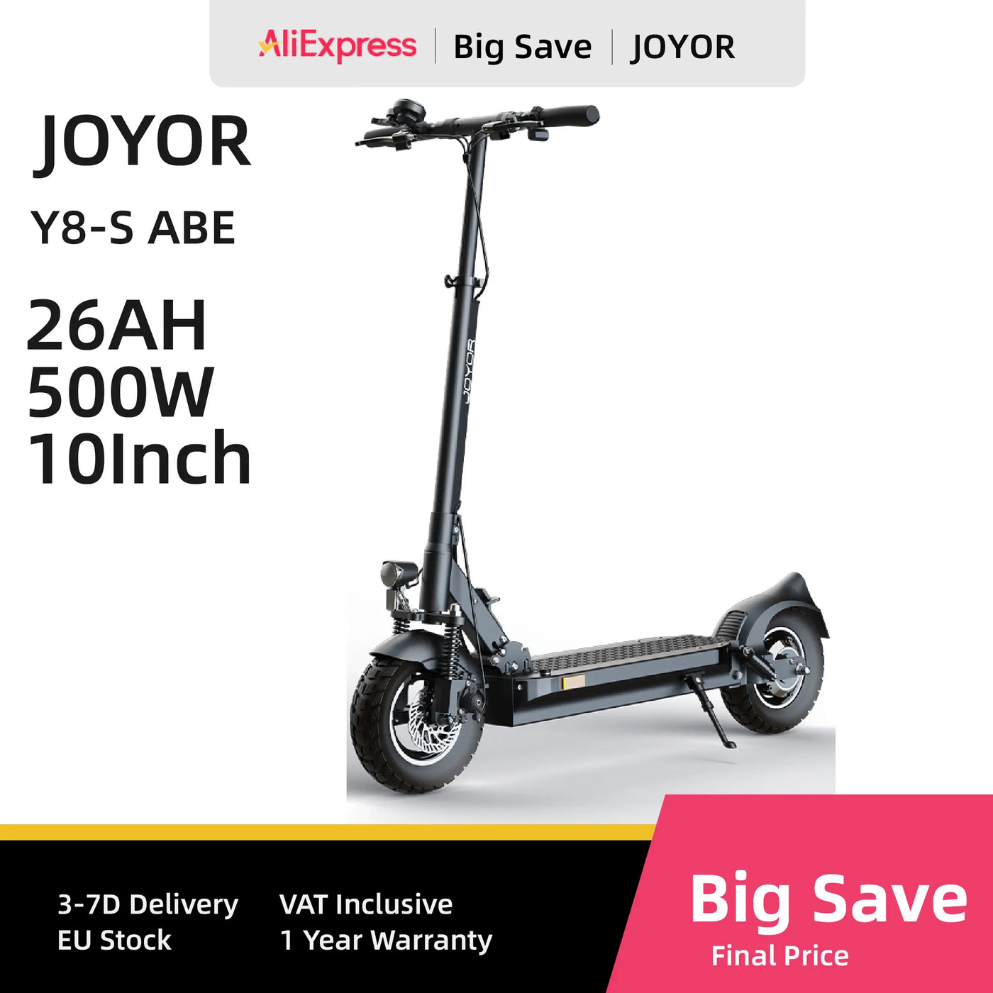 JOYOR Y8-S (ABE) EScooter For Adults E-Scooter 10-Inch Tire 500W Motor 48V26AH Battery City Foldable Electric Scooter