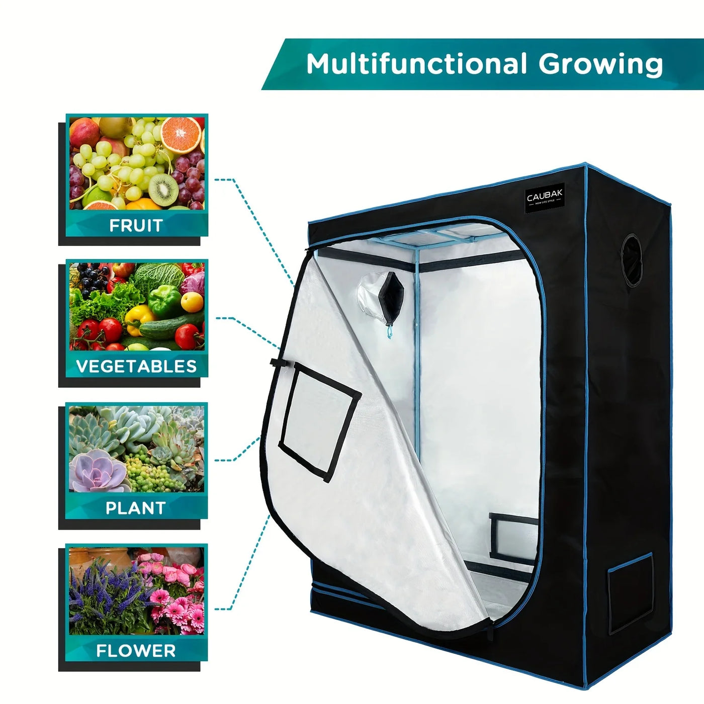 CAU 120x60x150cm Plant Growth Tent with Observation