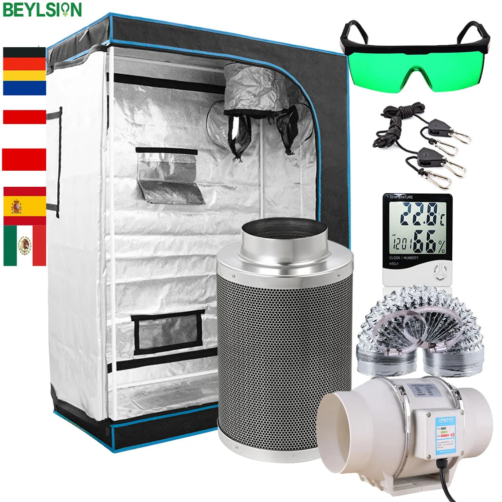 BEYLSION High Quality Grow Box Kits 600D Growing Tent With Fan and Flter Set For Indoor Plants Growth