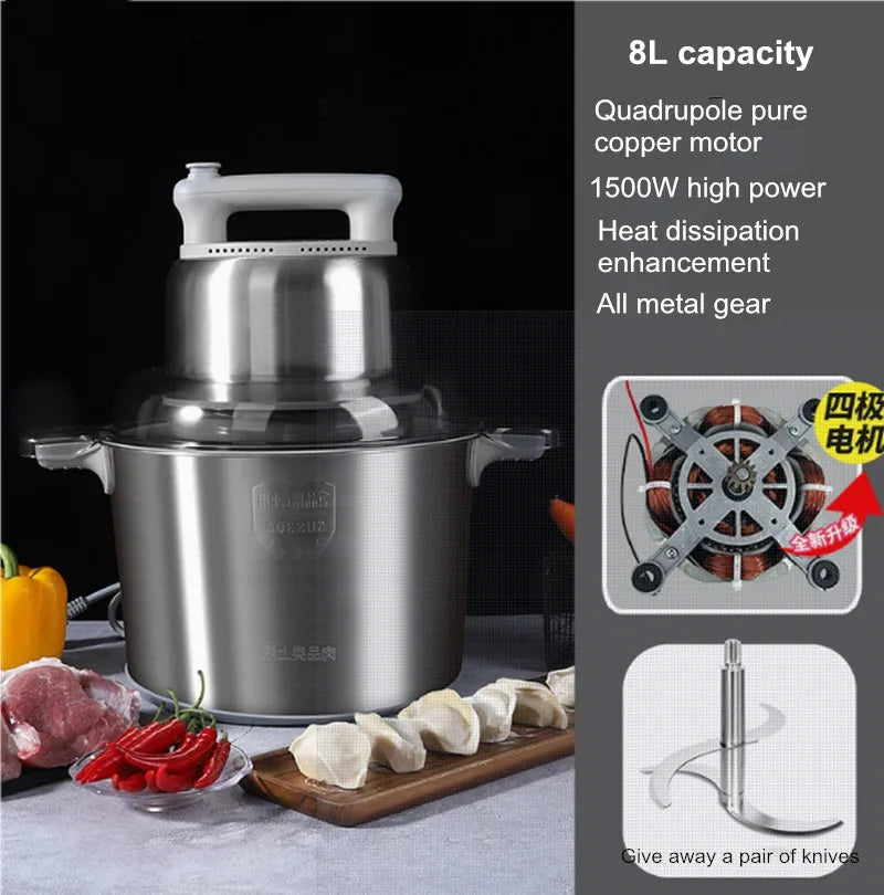220V 8L Meat Grinder Küche Chopper Electric