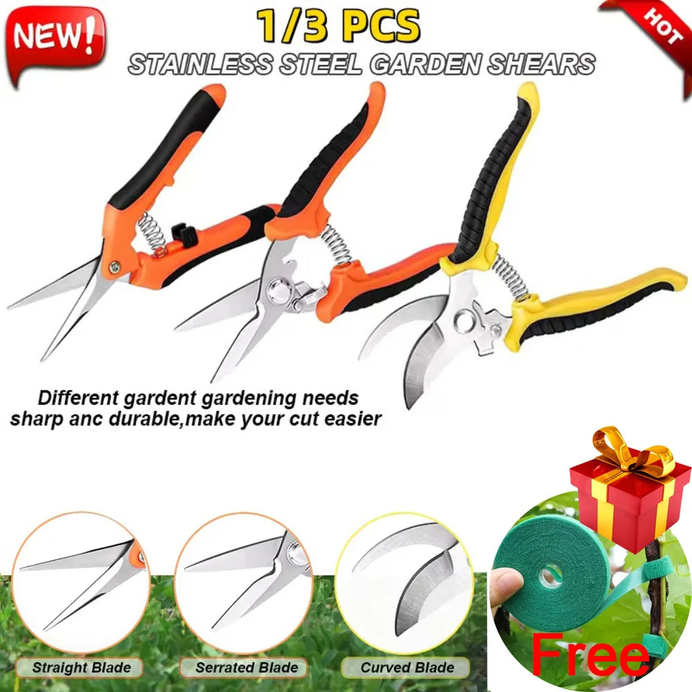 3PCS Garden Scissors Set Gardening Tool Scissors