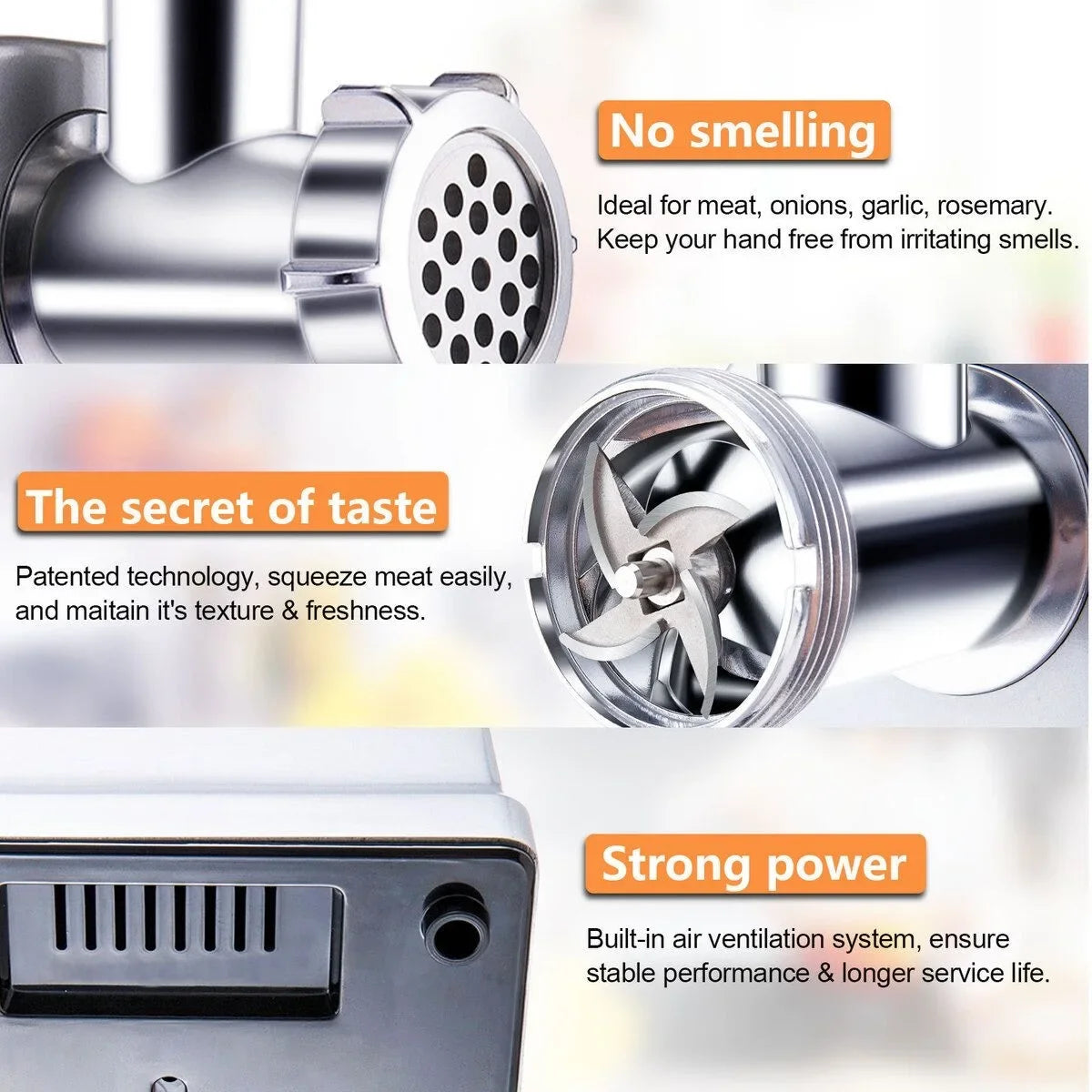 Stainless Electric Meat Grinder 1000W Multifunctional Home