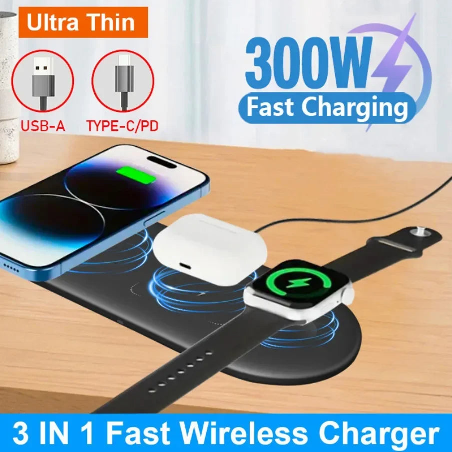 300W 3 In 1 Wireless Charger Stand