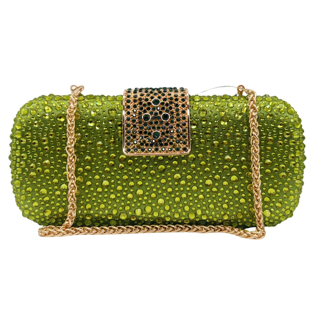 XIYUAN Women Green Crystal Evening Clutch Bag