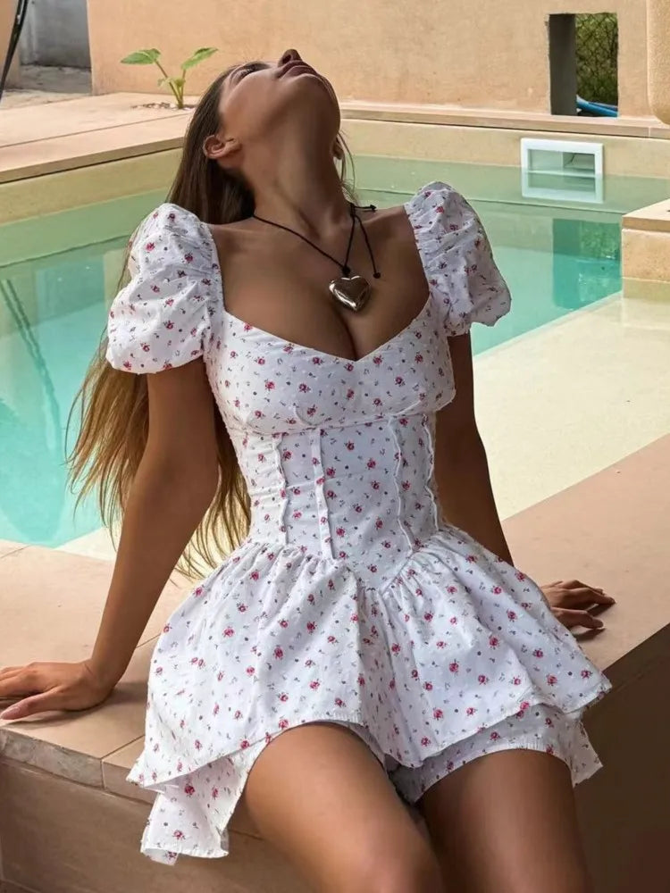 Square Neck Puff Sleeve Elegant Women s