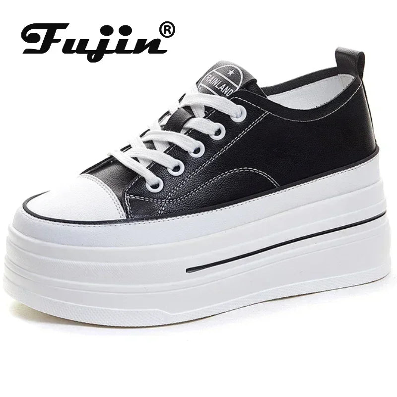 Fujin 8cm Genuine Leather Vulcanize Summer High
