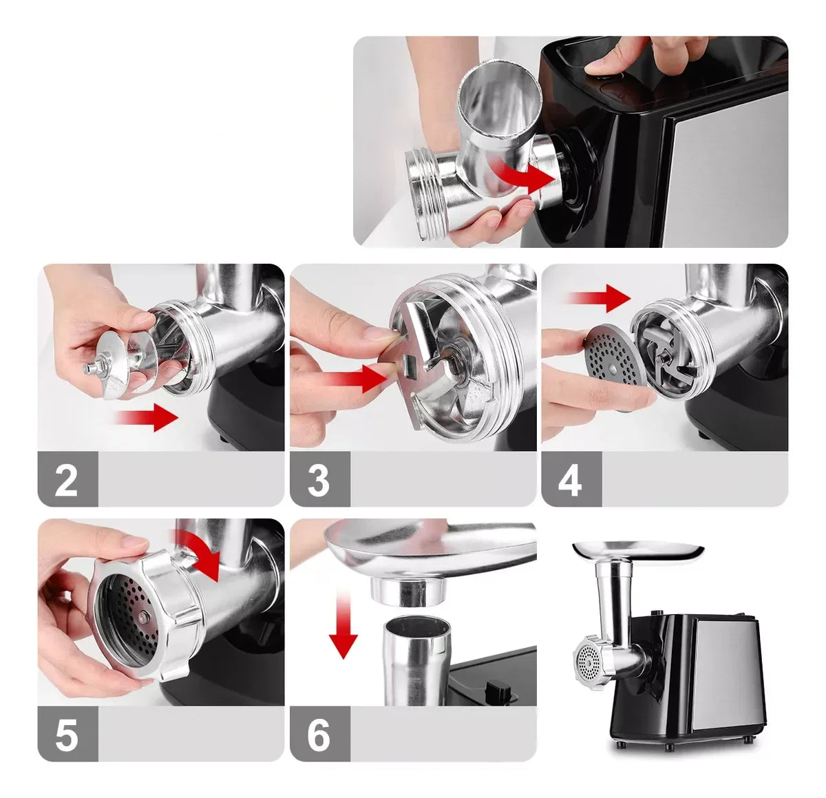 Stainless Electric Meat Grinder 1000W Multifunctional Home