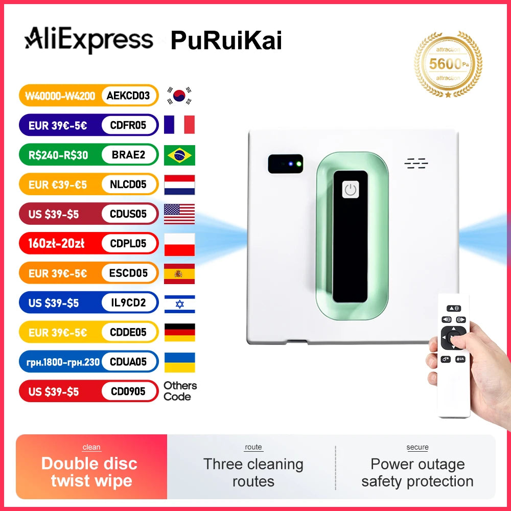 PuRuiKai robot electric automatic Fenster cleaning Saugroboter