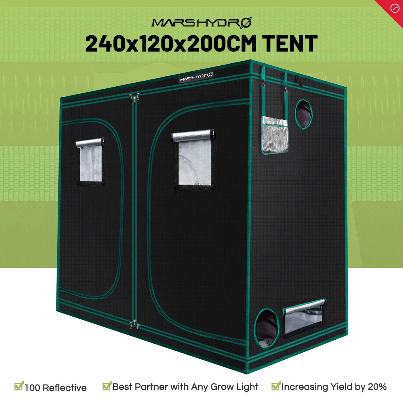 Mars Hydro 240x120x200cm Indoor Grow Tent 1680D Canvas Reflective Mylar Grow Tent with Removable Floor Room Box For Indoor Plant